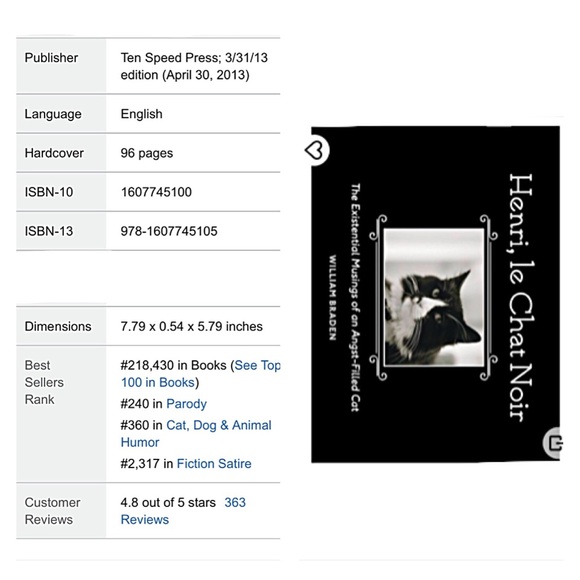 CAT HUMOR YouTube Star HENRI le CHAT NOIR Parody Satire LITTLE ART PHOTO BOOK - Picture 7 of 7